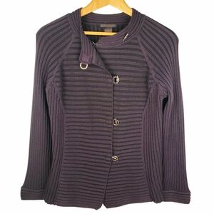Alison Sheri Ribbed Knit Cardigan Jacket - Metal Clasps - LARGE. #248